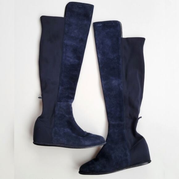 Stuart Weitzman MainLine Knee High Wedge Suede Size 38 7.5 - Picture 1 of 11